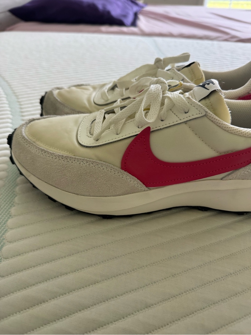 Nike Cream and Red Women's Retro Runner Sneakers